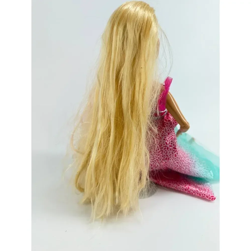 Mattel Barbie Blonde Pink Streak Articulated Doll Colorful Dress 2015